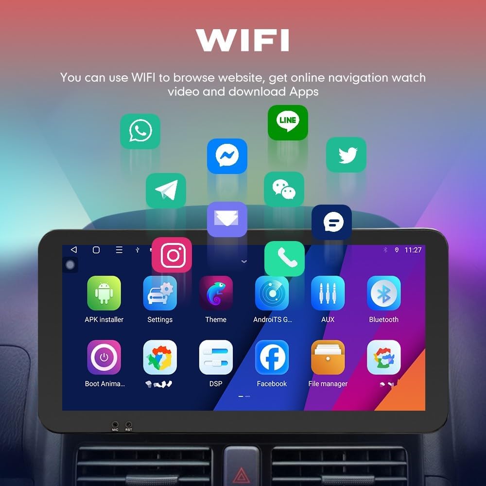 Kunfine Car CarPlay Android Auto Navigation Stereo GPS Radio Camera Display 10.33" QLED Touchscreen Headunit Tablet Media Player for Peugeot 301 2013-2022, if Applicable Octa Core 4G+64G Matte Black