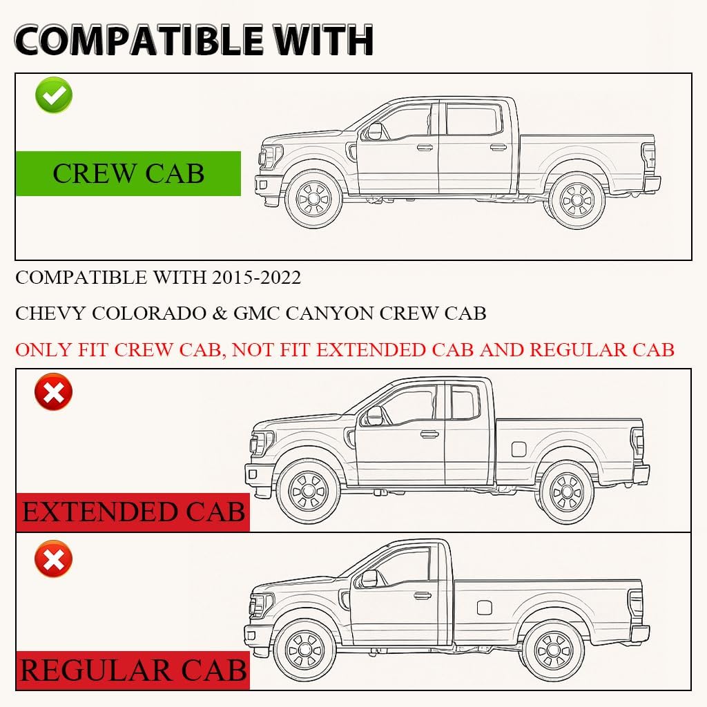 G-PLUS Floor Mats Compatible with Chevy Colorado Crew Cab 2015-2022,Fit GMC Canyon Crew Cab 2015-2022 All Weather Full Cover Protection TPE Car Floor Cargo Liners Accessories Black