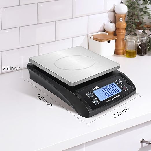 Digital Kitchen Scale 30kg/66lb Large Food Scale for Baking Cooking Stainless Bread Scale with LCD Display Counting Scales for Commercial (Color : Stainless Black)