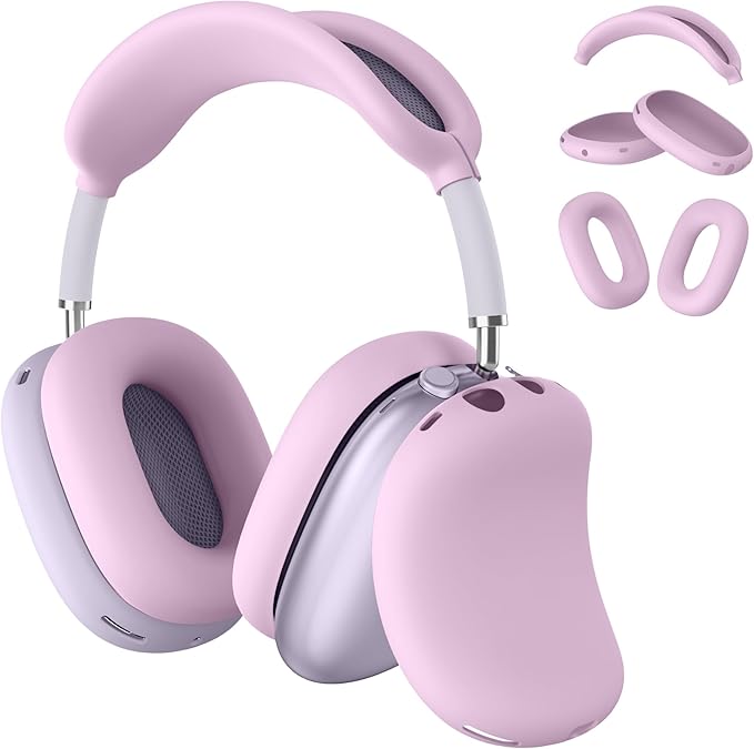 Silicone Case Cover for AirPods Max Headphones, Anti-Scratch Ear Pad/Ear Cups/Headband Cover for AirPods Max, Soft Sweat-Proof Silicone Protector Accessories for Apple AirPods Max (Violet)