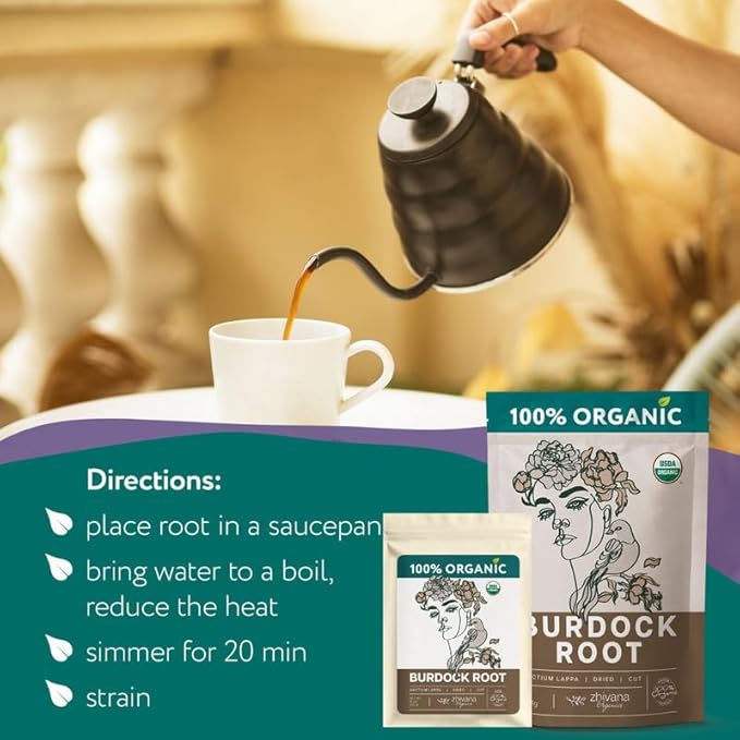 Premium Burdock Root Organic (4oz.) – Great Burdock Tea Loose - Raiz de Bardana Organica – Support Digestion, Liver, Gut Health