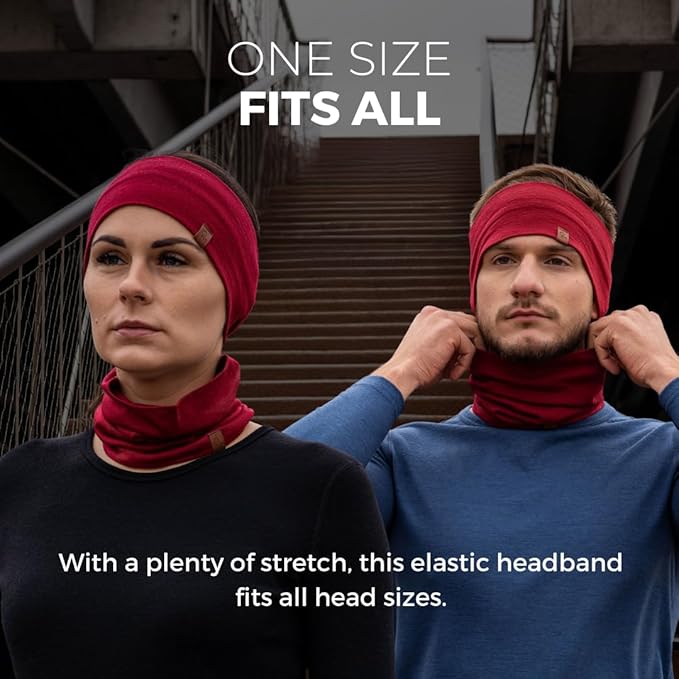 menique Dry Wide Sports Headbands for Women 100% Merino Wool Workout Accessories Wide Yoga Bandana or Scarf Multifunctional Breathable Sweatbands for Running, Cycling, Football, Fitness