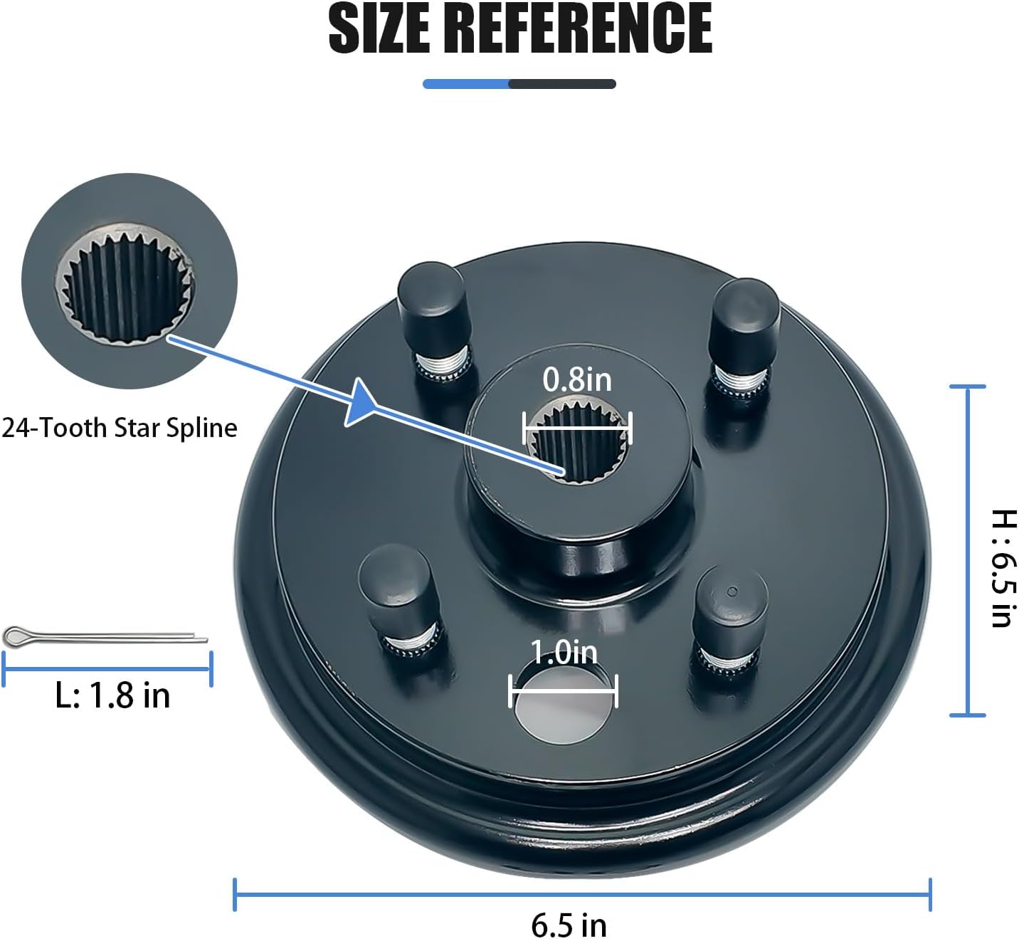Golf Cart Brake Drum Assembly Kit Compatible with EZGO TXT 1982-up Electric and 1982-1993 2-Cycle Gas Style, Rear Brake Hub with 24 Splines Replaces 19186G1P - 1 Pack