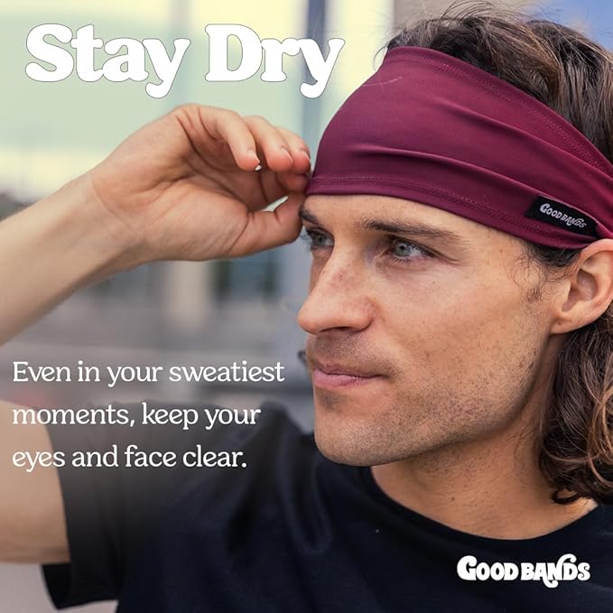 Sweatband for Men and Women - Unisex Headband That Wicks Moisture and Eliminates Excess Sweat - Durable & Long-Lasting - Running, Sports, Football, Triathlons, Construction, Yoga, Gym