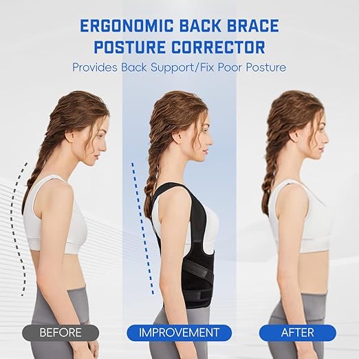 Back Brace Posture Corrector for Women & Men, Adjustable Shoulder Straightener with Full Back Support, Relief for Lower & Upper Back Pain, Hunchback & Scoliosis (Black, Small)