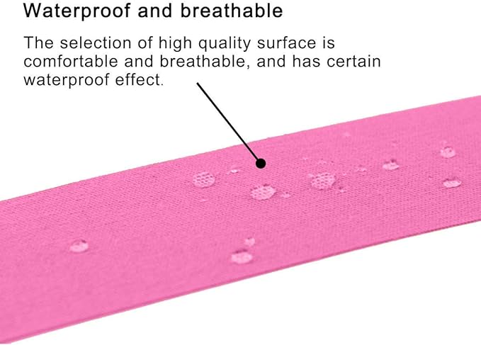 MUEUSS Kinesiology Tape Elastic Cotton Athletic Tape Precut Strips,Waterproof Tape for Protects Muscles,Knees,Shoulders Plantar Fasciitis Pain Relief,Pregnancy Belly Tape (2rolls Black&Pink)