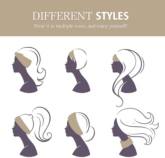 GILI 2 Pack Wide Headbands for Women Boho African Knotted Non Slip Fashion Hair Bands Yoga Running Sports Workout Gym Head Wraps Elastic Soft Cotton Cloth Turbans Bandana for Girls(Light Grey, Skin)