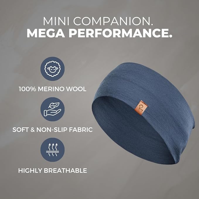 menique Dry Wide Sports Headbands for Women 100% Merino Wool Workout Accessories Wide Yoga Bandana or Scarf Multifunctional Breathable Sweatbands for Running, Cycling, Football, Fitness