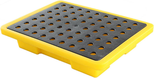 2 Drum Containment Spill Pallet, Polyethylene Low Profile Paint Bucket Tray, Industrial Garage Storage Detachable Shipping Leakproof Platform (Color : Yellow-1 Pack, Size : 19.3"x14"x3.7")