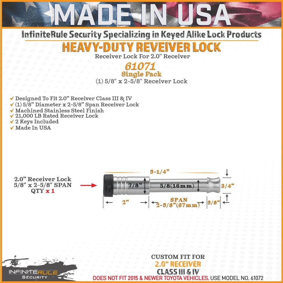 61071 | Receiver Lock for 2" Receiver - Class III & IV