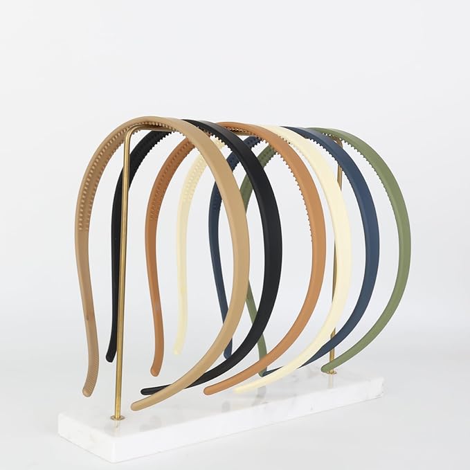 6 Pcs Comfortable Flex No Pressure Headbands for Women Glasses Wearers - Thin Plastic Headbands with Teeth - Matte Finish