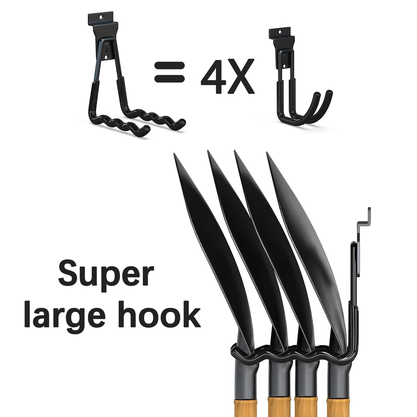 3-H Slatwall Accessories 10 Pack,Slatwall Hooks & Hangers 5 Sizes,Slat Wall Hanging Hooks Heavy Duty,Proslat Accessories for Garage Storage Wall Panels Organzing Garden Tools Chairs Ladder(Black)