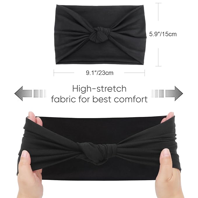 DRESHOW 4 Pack Turban Headbands for Women Wide Vintage Head Wraps Knotted Cute Hair Band Accessories