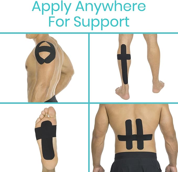 Vive Kinesiology Tape (16.4 Feet) - Therapeutic Athletic Support Tape - Uncut Kensio Roll - Muscle and Joint Recovery for Shoulder, Back, Knee, Elbow and Ankle Pain Relief - Waterproof for Sports