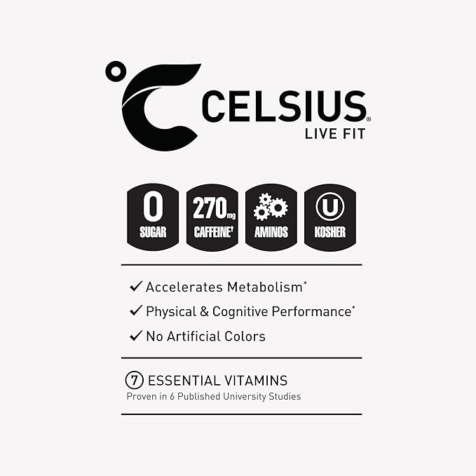 CELSIUS ESSENTIALS™ Sparkling Watermelon Ice, Sugar Free Performance Energy Drink, 16 Fl Oz (Pack of 12)