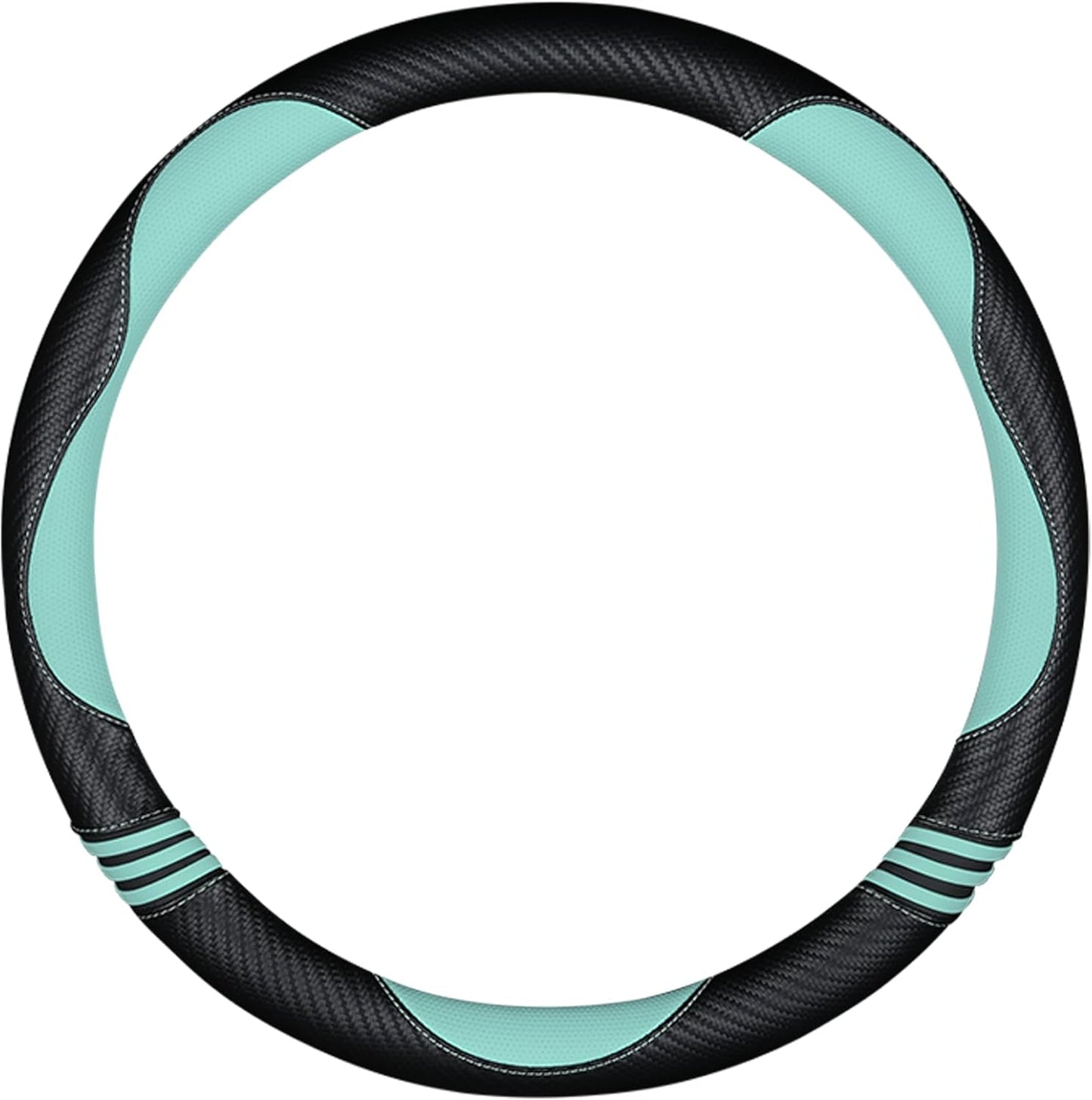 Car Steering Wheel Covers for Women Padded Carbon Fiber PU Leather Cute Auto Interior Accessories for Vehicle, Sedan, Universal, Anti Slip, Green, Standard Size 14.5-15"(37-38cm)