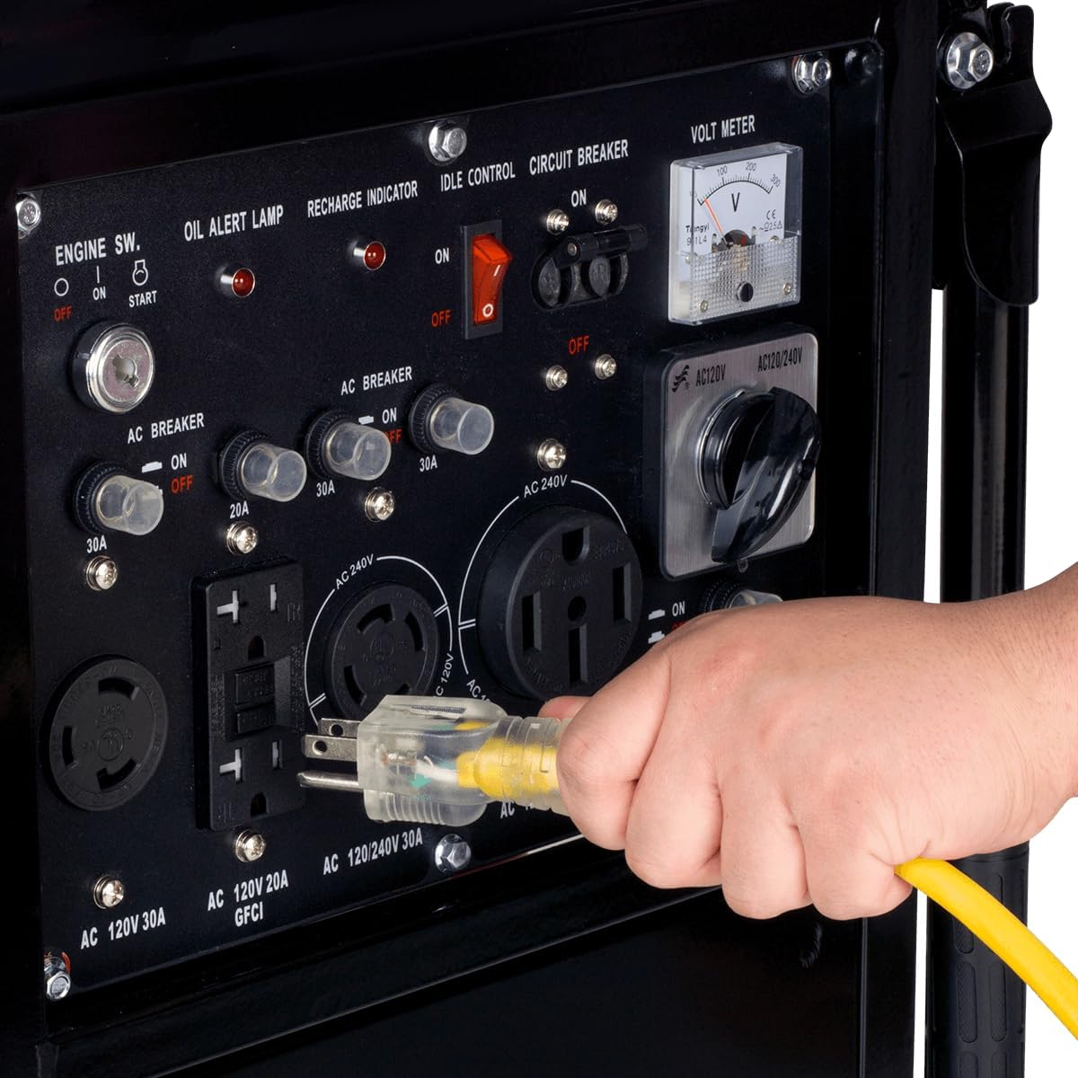 DuroMax Gas Powered Portable 12000 Watt-Electric Start-Home Back Up & RV Ready, 50 State Approved Generator, Blue, Black