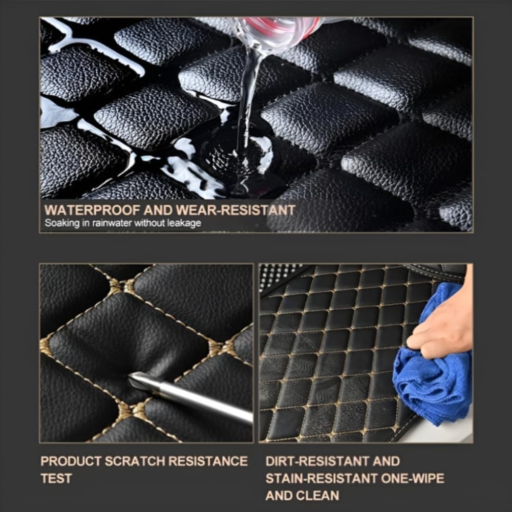 Add Personal Touch to Your Vehicle with IMEISH Customizable Logo Text Car Mats for 99% of vehiclesPads Protection Non-Slip Leather Floor Liners (Side red Rice Medium Black Beige)