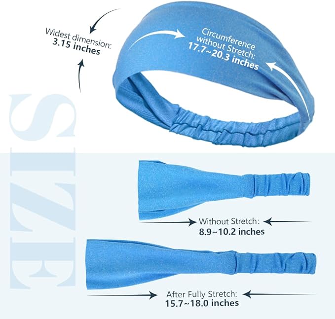 Dreamlover Workout Headbands for Women Athletic, Sweatbands, Sports Headbands for Exercise, 6 Pieces