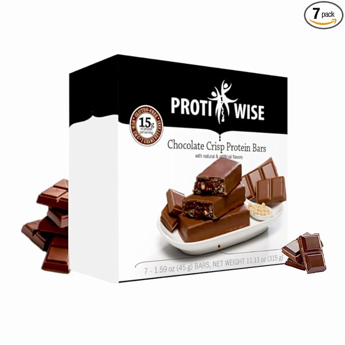 ProtiWise – Choc-A-Lot-Chip High Protein 15g Bar | 7/Box | Weight Loss, Diet, Keto Friendly, Hunger Control, Meal Replacement | Gluten Free, Low Fat, Low Sugar