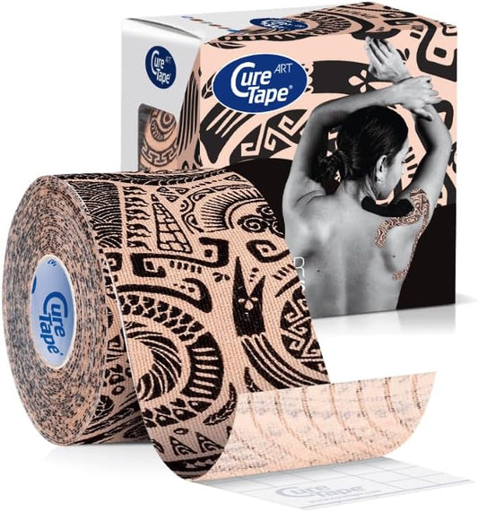 CureTape Art | Kinesiology Tape For Body Pain | Elastic Therapeutic Tape | Waterproof Athletic Tape | Long-Lasting Medical K Tape | Tattoo | (Pack of 1)