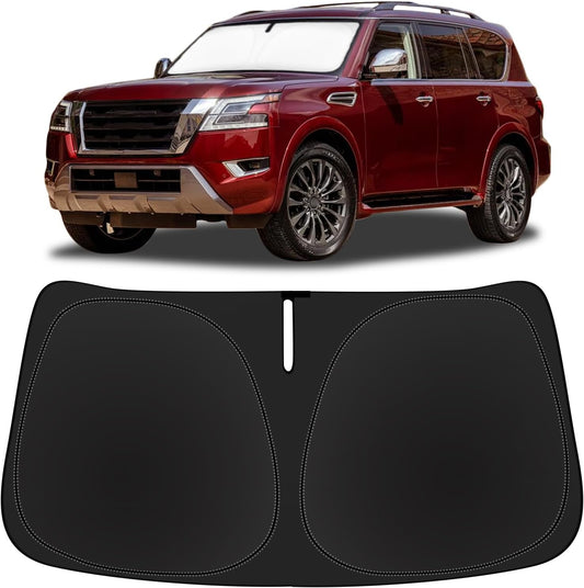 for Armada Windshield Sun Shade Custom Fit for 2017-2024 2025 Nissan Armada Accessories Sunshade 2-Layer Front Window Sun Visor Shield Protector Foldable Blocks UV Rays