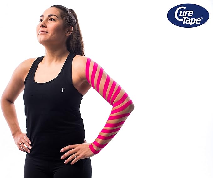 CureTape Sports | Kinesiology Tape for Muscle & Joint Pain | Elastic Therapeutic Tape | Waterproof Athletic Tape | Medical K Tape | 30% Stronger Adhesion | Pink | 2inx16ft | (Pack of 1)