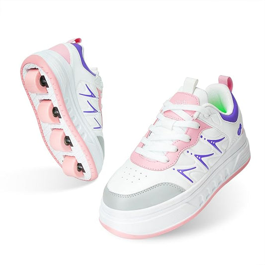 Roller Skate Shoes & Sneakers with Wheels, Outdoor Roller Skates for Girls Boys, Shoes with Wheels for Christmas Birthday Gift