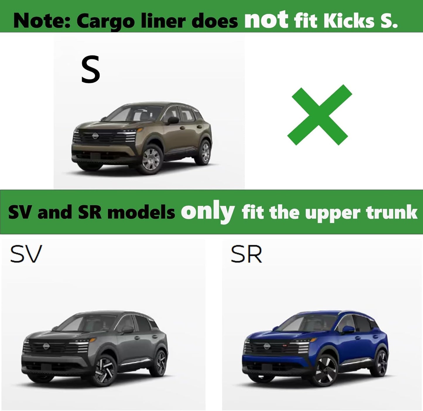 for Nissan Kicks Floor Mats 2025 SV/SR (Not for S),Car Mats for Nissan Kicks All Weather Floor Mats Cargo Liner Accessories 2025