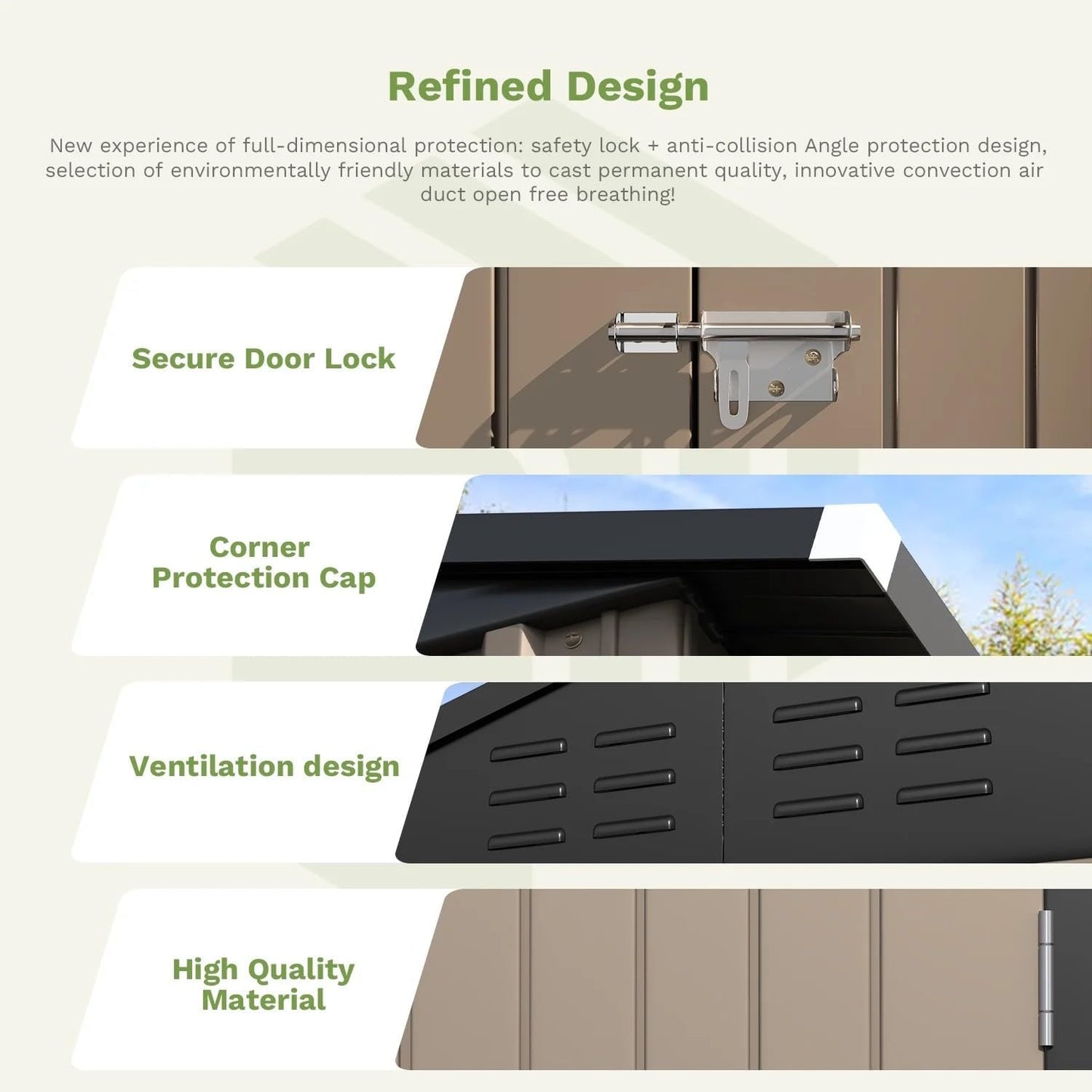 Greesum 6×4FT Outdoor Storage Shed, Metal Patio Storaged Sheds with Lockable Doors, Sheds & Outdoor Storage for Bike, Backyard, Pool and Garden, Brown