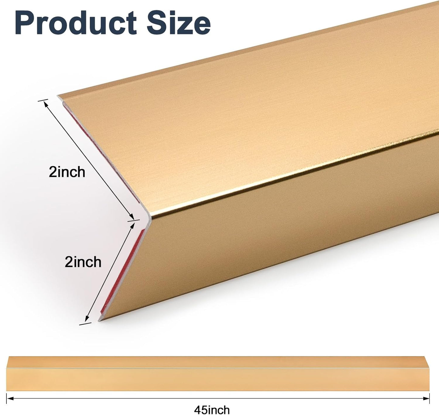 4PCS 45" Aluminum Metal Corner Protectors, Self Adhesive Corner Guards, Metal Wall Edge Protector Strip, Furniture Corner Protectors, Wall Cabinet Baseboard Decoration 45" x 2" (Copper Gold)
