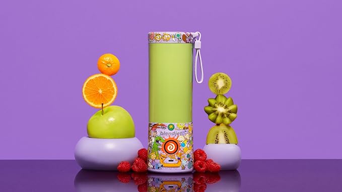 BlendJet Portable Blender for Smoothies & Shakes - 16oz BlendJet 2 Cordless Personal Small Blender, USB-C Rechargeable & Self Cleaning - Mini Travel Blender with Stainless Steel Blade (Nicktoons)