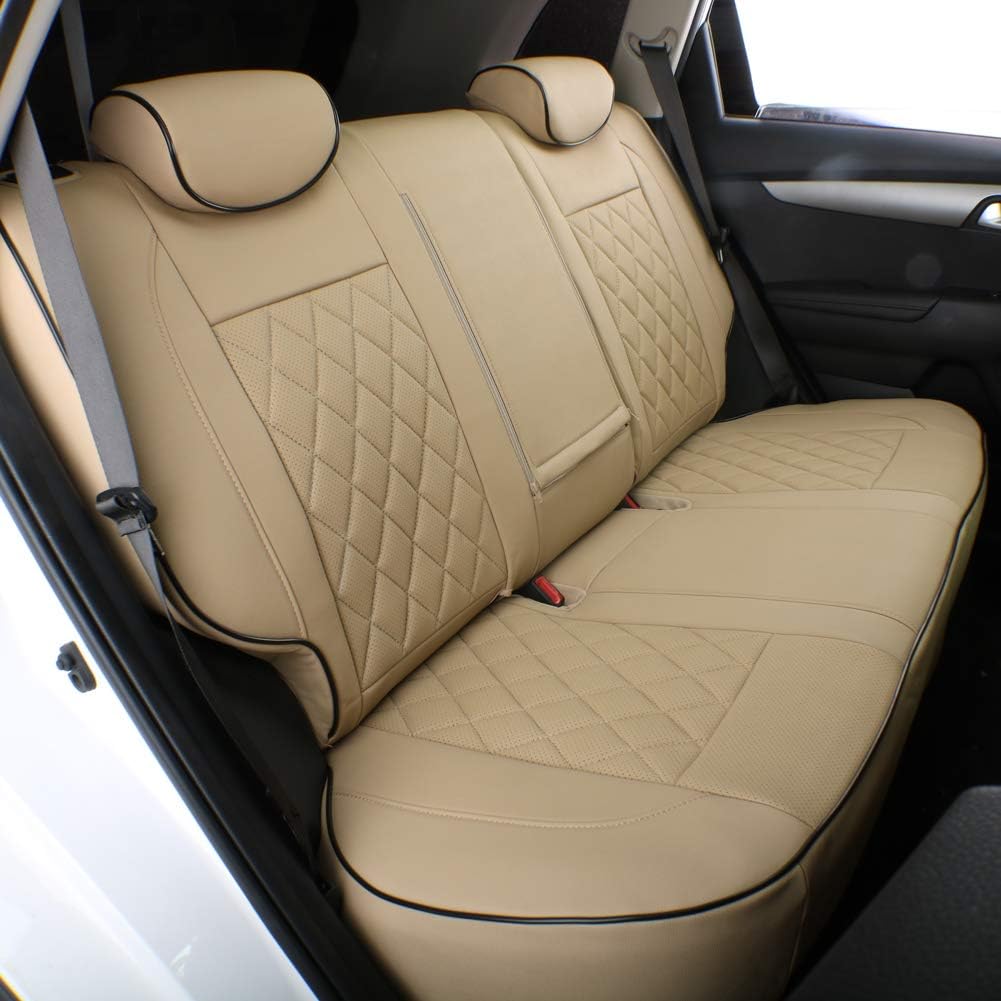 EKR Sportage Seat Covers Custom Fit for KIA Sportage EX/LX/SX 2012 2013 2014 2015 2016 Leather Car Seat Cover Full Set - Faux Leather (Beige)
