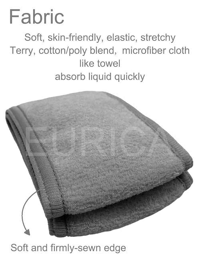 EUICAE Hair Wrap Headband, 6 Pack Non-slip Stretchable Washable Makeup Headband for Face Wash Facial Treatment Sport Fits All, Thicker Soft Terry Cloth Absorbs Liquid Quickly, Gray