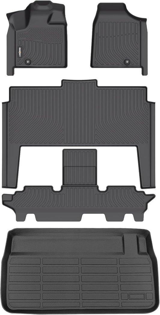 GINOWY-Floor Mats & Cargo Liner for Dodge Grand Caravan 2011-2021(Only for 7 Passenger), TPE All Weather Car Floor Mats Grand Caravan Cargo Liner Trunk Mat Trunk Liner for Grand Caravan Accessories