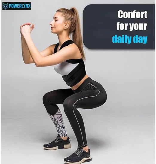 POWERLYNX Posture Corrector for Back Pain Relief. Adjustable Shoulder Straightener. Cross Training Belt for Men and Women. (Large)