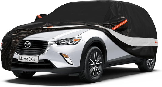 10 Layers SUV Car Cover Custom Fit for Mazda CX5 CX-5 CX50 CX-50 (2012-2024) Waterproof All Weather for Automobiles, Outdoor Full Cover Sun UV Rain Protection with Cotton.Black