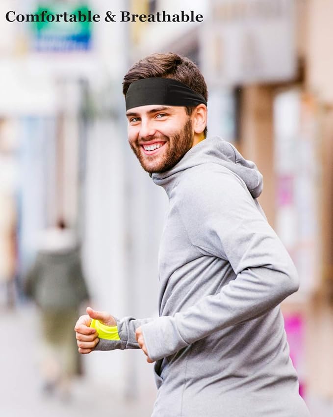 Vgogfly Running Headbands for Men Sweatbands Sports Sweat Bands Mens Workout Thin Fitness Gym Yoga 4 Pack…