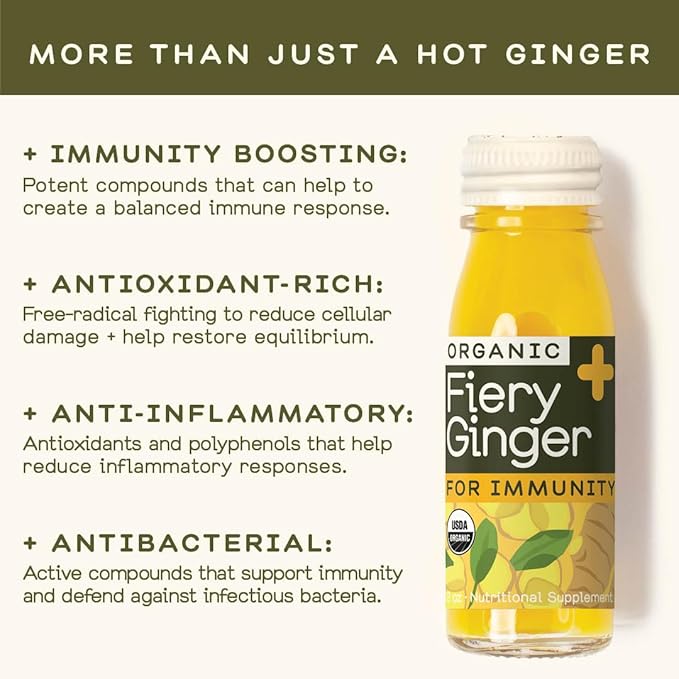 Greenhouse Juice Organic Fiery Ginger Wellness Shots 12-Count 60ml Glass Bottles, Vegan & Gluten-Free