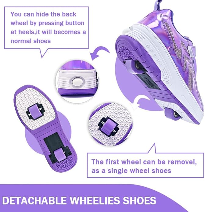 Wooowyet Roller Skate Shoes for Kids Boys Girls Rechargealbe Wheels Sneakers Fashion Roller Wheeled
