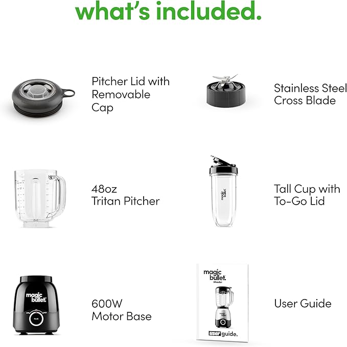 magic bullet Combo Blender, 48oz Pitcher, Blending Cup, Simple Speed Dial – MBF50200AK