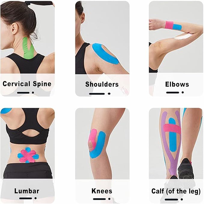 Kinesiology Tape 8 Rolls, Original Cotton Elastic Premium Athletic Tape,16.4 ft Uncut Tape,Hypoallergenic and Waterproof for Muscle Pain Relief and Joint Support
