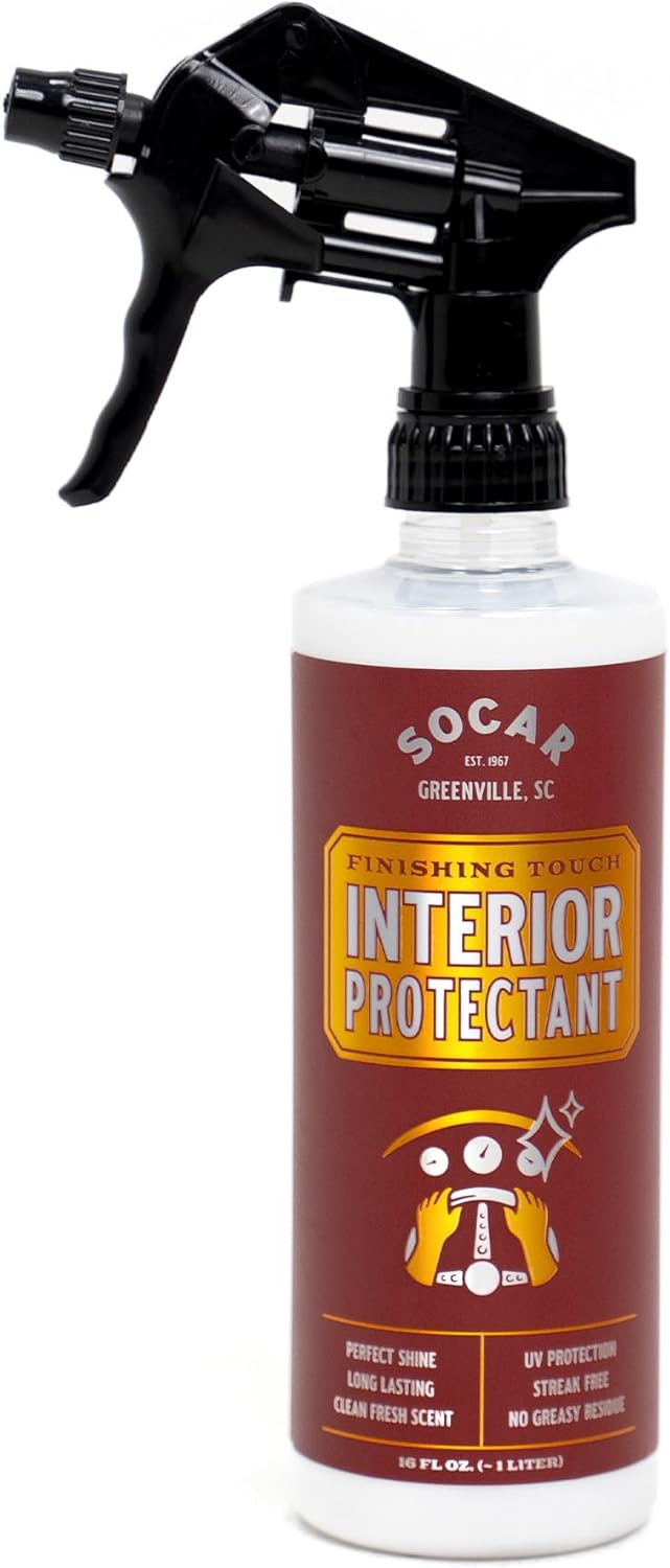 SOCAR Finishing Touch Interior Protectant - 16 fl oz, Professional Grade Dressing for Plastic, Vinyl, Leather. Restores New Car Look, Non-Greasy Residue, Blocks Dust, Harmful UV Rays, Pleasant Smell