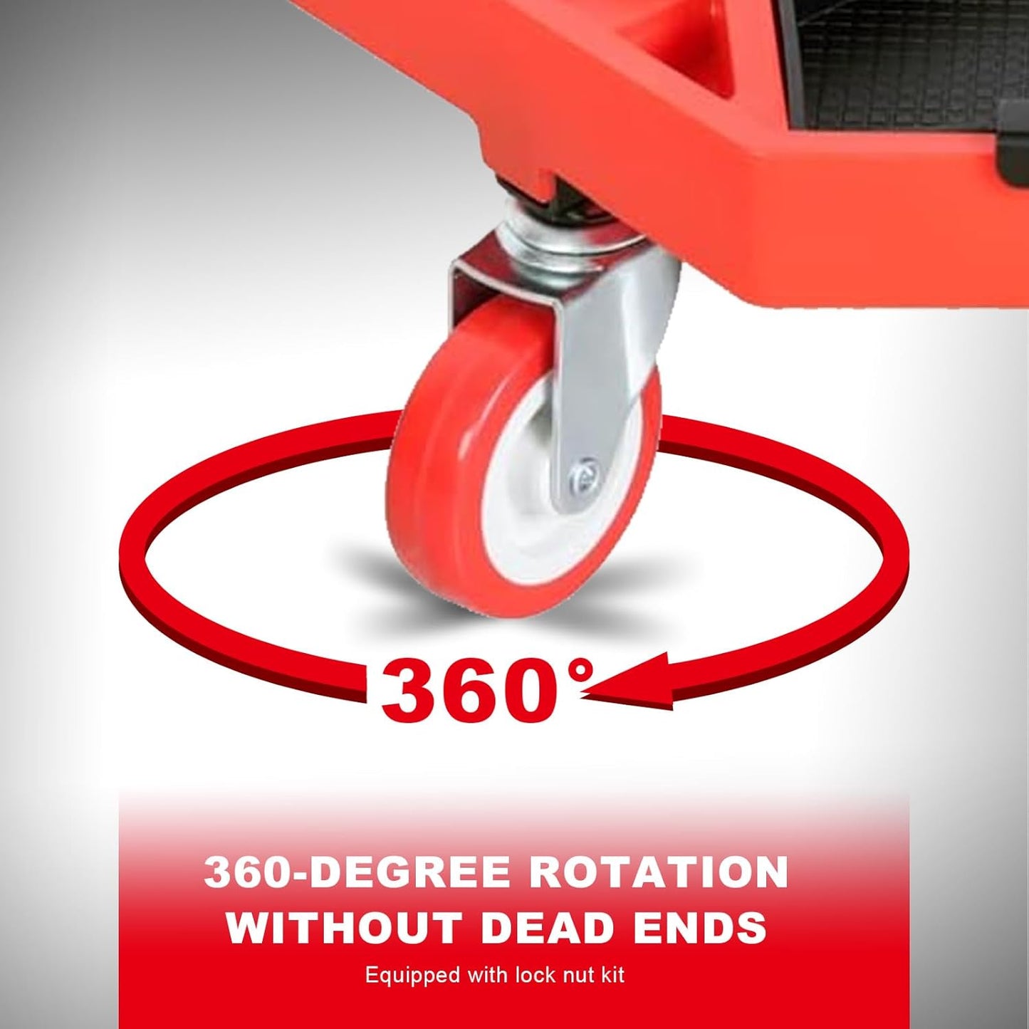 Torin ATRXF8308B Pneumatic Mechanic Stool/Rolling Shop Creeper Seat with Adjustable Height and 4 Removable Tool Trays, 300 lb Capacity, Black/Red