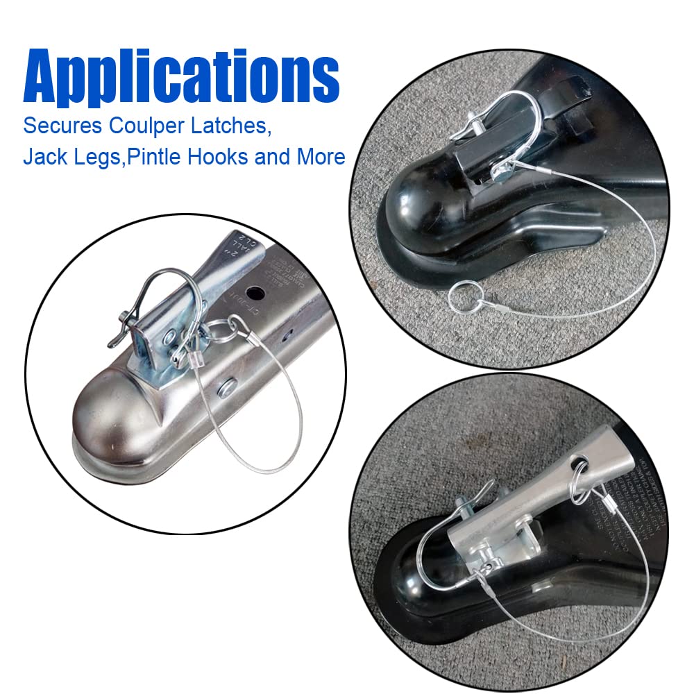 5Pcs Trailer Coupler Pin 5/16x 1-3/4（WxL） Prevents Loss Trailer Hitch Locking Pin with Plastic Coating Tether Steel Quick Release Ring for Shaft Trailer Tongue