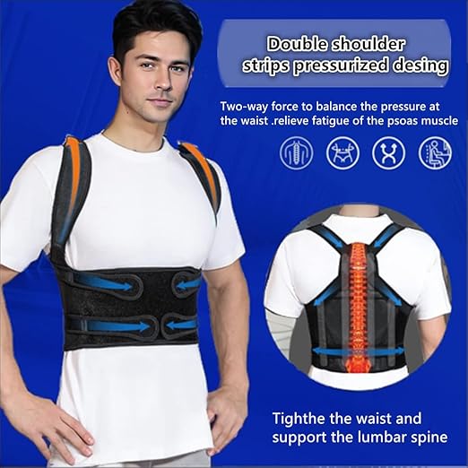 Back Brace for Women and Men,Shoulder Straightener,Back straightener,Adjustable Posture Corrector Suitable for Upper and Lower Back Pain Relief-Scoliosis,Hunchback,Spine Corrector（Black，M）