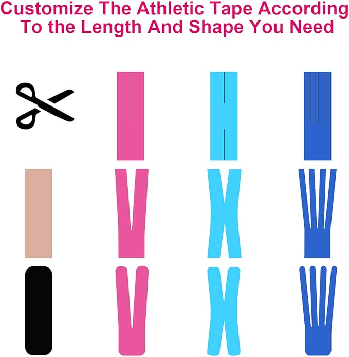 Kinesiology Tape Athletic Tape Sport Tape, Lychee Supports & Protects Muscles, Waterproof and Latex Free, Breathable Elastic for Sport Activity (Beige, 6 Rolls)