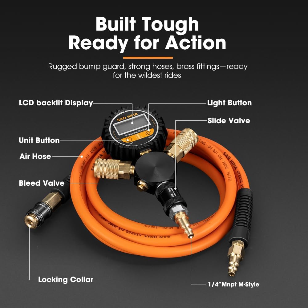 SanHima 2 Tire Inflation Deflation System - Fits up to 200" Wheelbase, Fast High Flow 2-Way Air Down Tire Inflator Deflator for Truck Car Trailer Motocycle