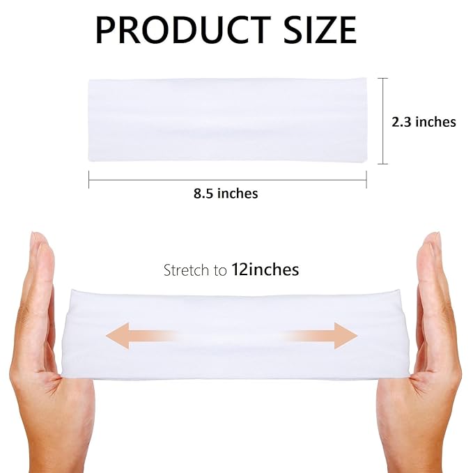 Elastic Headbands 16 Pack - Women's Soft Fabric Non-Slip Sweat Bands for Yoga, Running, Sports, and Hair Accessories - Black White Thick Bands