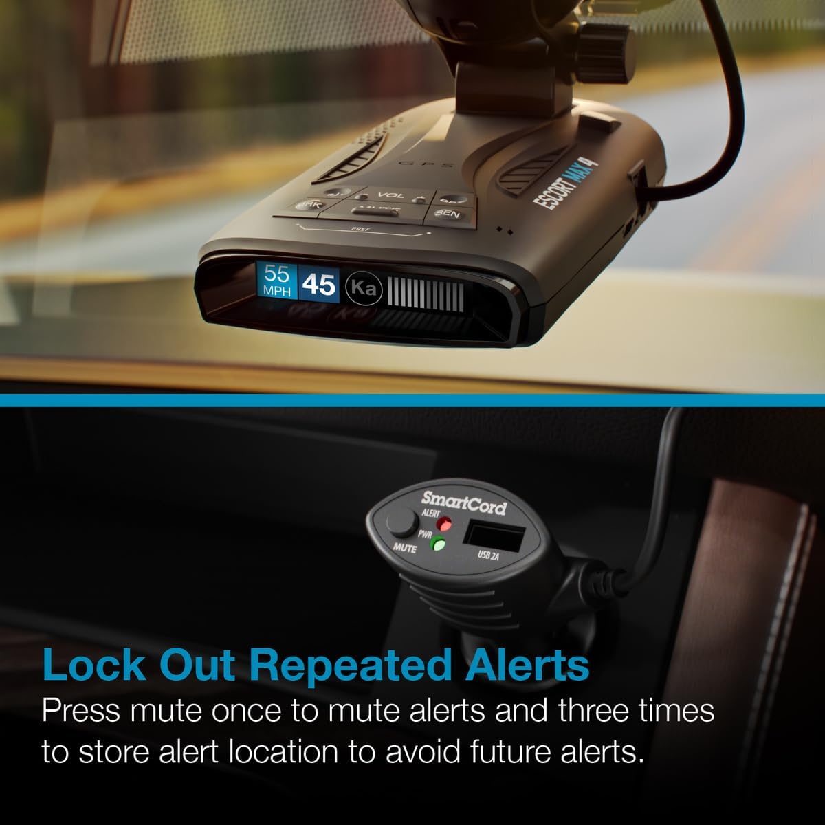 Escort Cobra Official SmartCord USB, Half Straight Half Coiled Cord with USB Charging Port, Works with All Current Generation Escort and Cobra Windshield Mounted Detectors, Apple and Android Devices